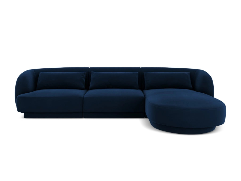 Cosmopolitan Design - Divano angolare destro "Tulum" 4 posti in velluto blu reale 