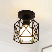 Lampada da soffitto LED in stile retro per ingresso ristorante, unico corpo, nero.