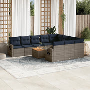Set Divani da Giardino 11 pz con Cuscini Grigio in Polyrattan 3224745