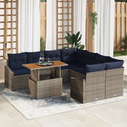 Set Divano da Giardino 9 pcs Grigio Poly Rattan 3358558