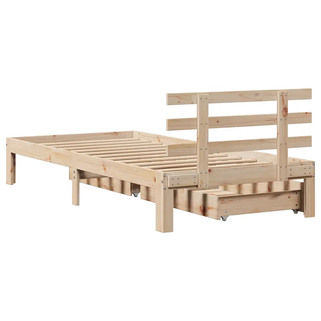 Giroletto con Cassetti 90x200 cm in Legno Massello di Pino 3302004