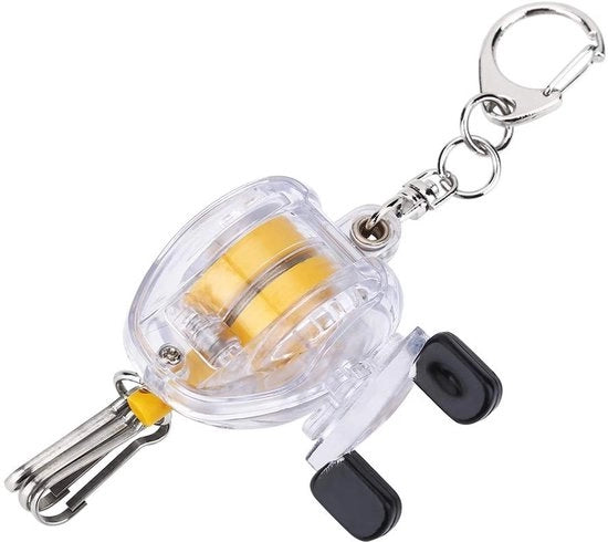 Mulinello Portatile - Appeso Chiave - Cavo Acciaio Ritirabile - Viti Clip-Lock - Braccio Telescopico - Peso 26 g