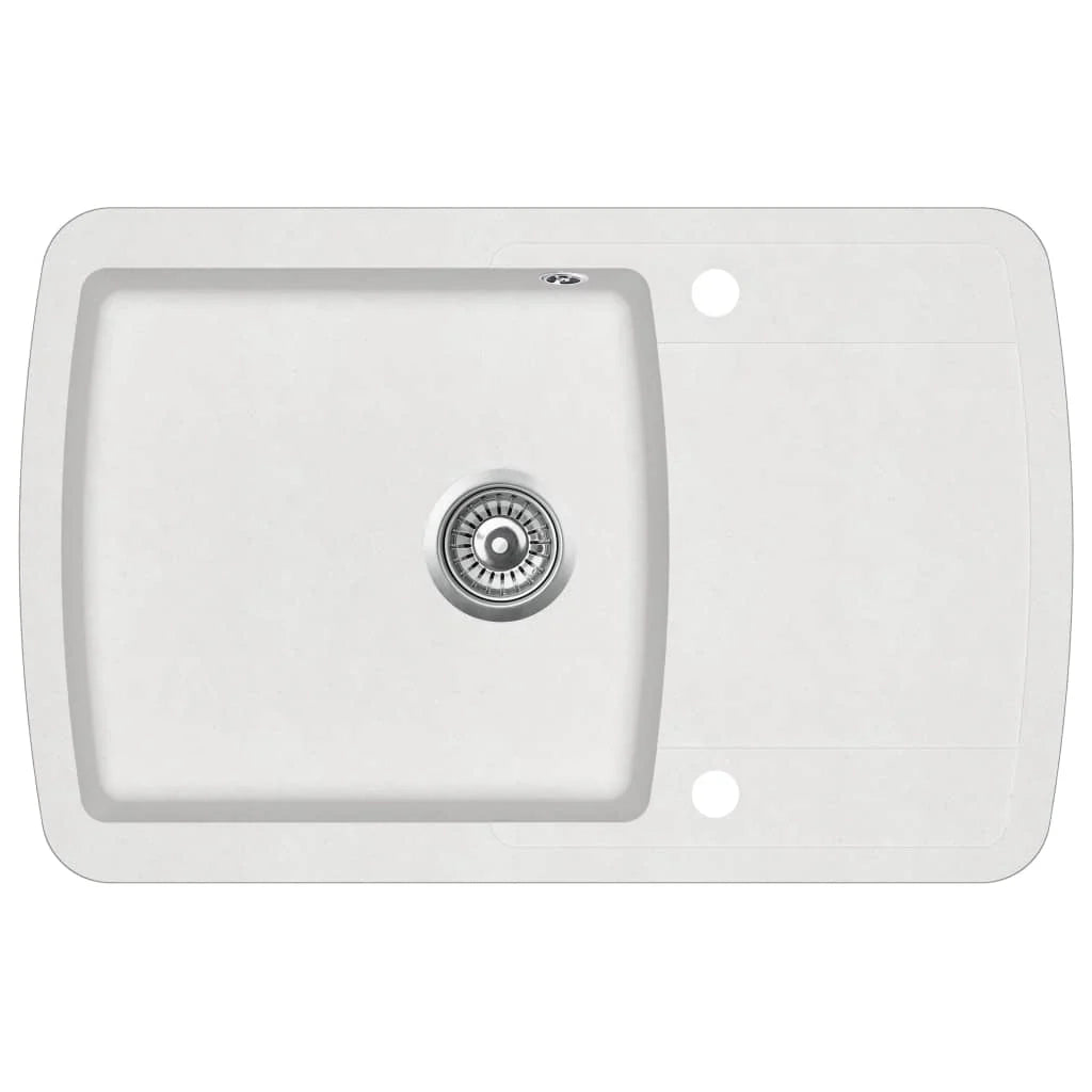 Lavello da cucina 78 x 50 cm vasca singola granito bianco 02_0002338