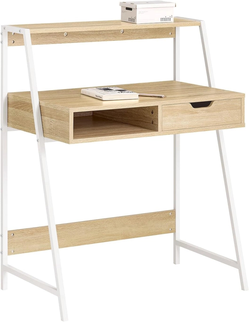 Scrivania piccola con libreria, cassetto e cubo Misura del piano del tavolo L76*P50*A75 cm FWT63-N
