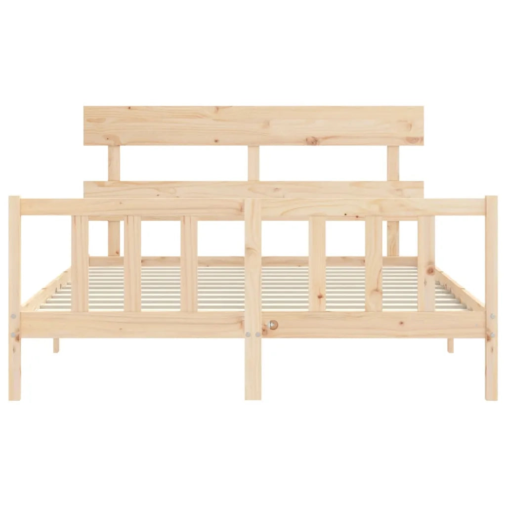 Giroletto con Testiera-Struttura Letto con testiera King Size in Legno Massello 374704