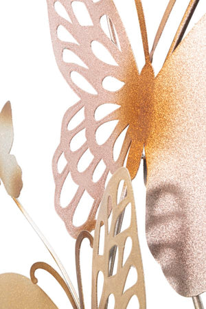 Pannello da Muro Farfalle Oro e Rosa C 59,5x4x111,5 cm in Ferro