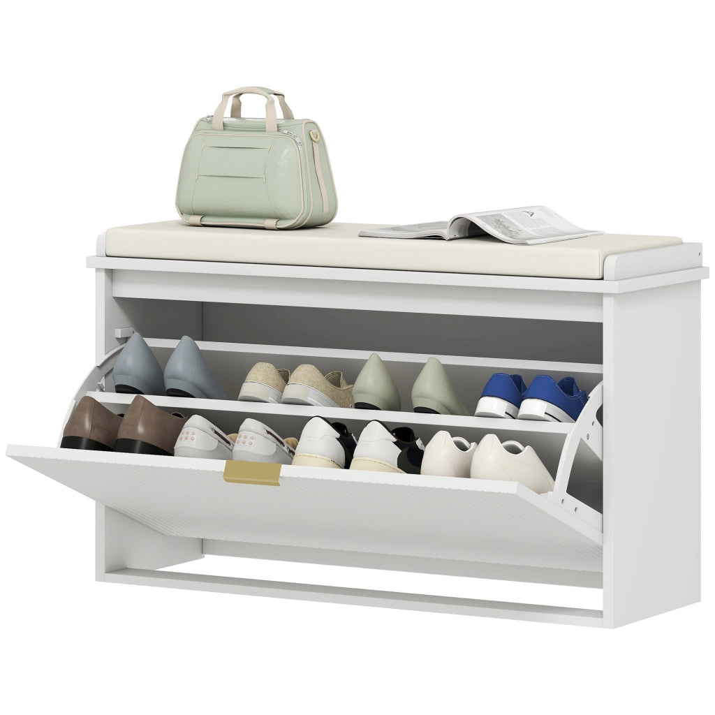 Scarpiera con panca e cassetto ¨C zephmum ¨C bianco 80x26x47,5 cm