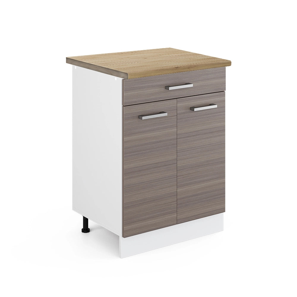 Vicco Mobiletto base per cucina Grigio 60 cm con cassetto, PL Rovere