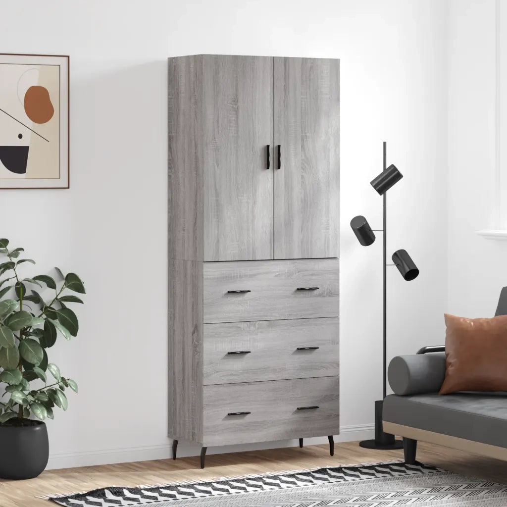 Credenza-Buffet-Armadio da cucina Grigio Sonoma 69,5x34x180 cm in Legno Multistrato 418956