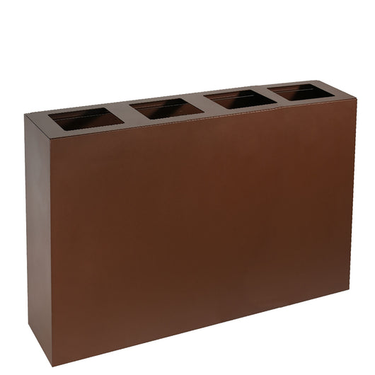 Pattumiera per Raccolta Differenziata 4 Scomparti Capacità 240 lt 120x30x80 cm in Acciaio Corten