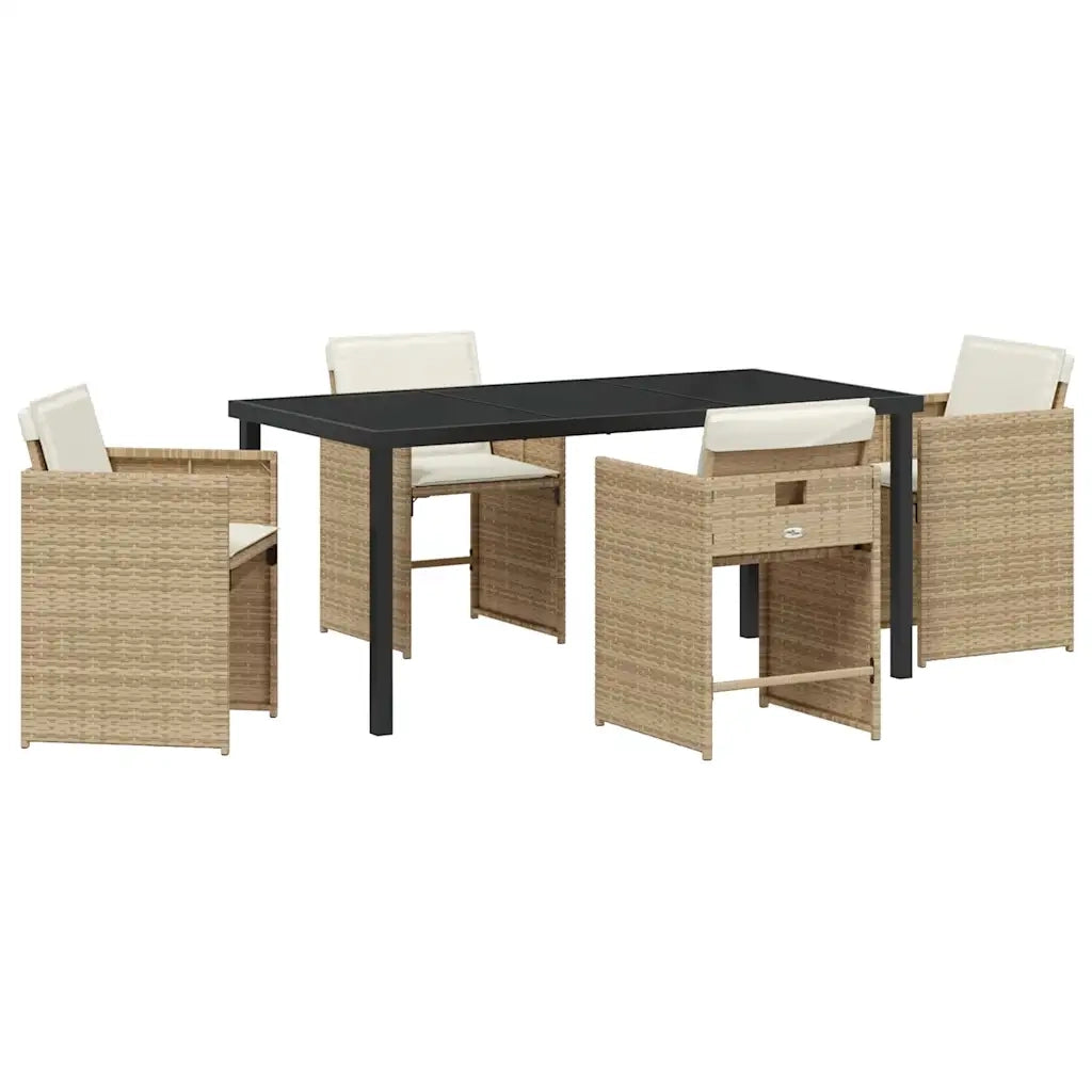 Set da Pranzo per Giardino 5 pcs Beige polyrattan 3380703