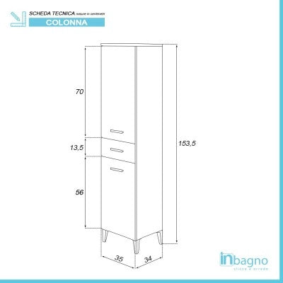 Colonna bagno d'appoggio H 153,5 cm grigio con 2 ante e cassetto Desya