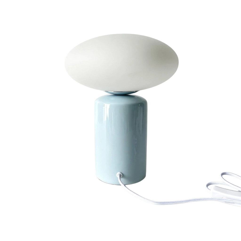 Lampada da tavolo per interni in ceramica e vetro, ø25,5 cm, blu