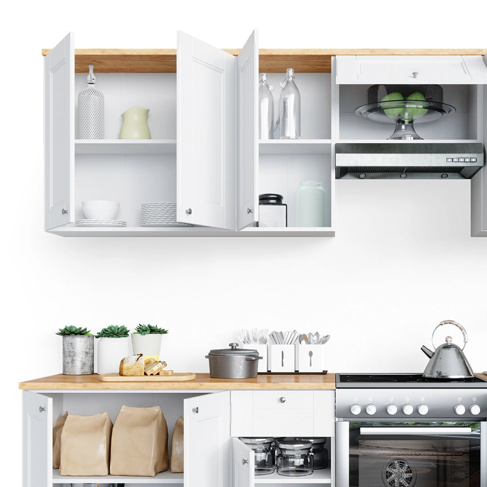 Mobile da cucina Bergamo Bianco/Rovere dorato 240 cm, PL Goldkraft Vicco