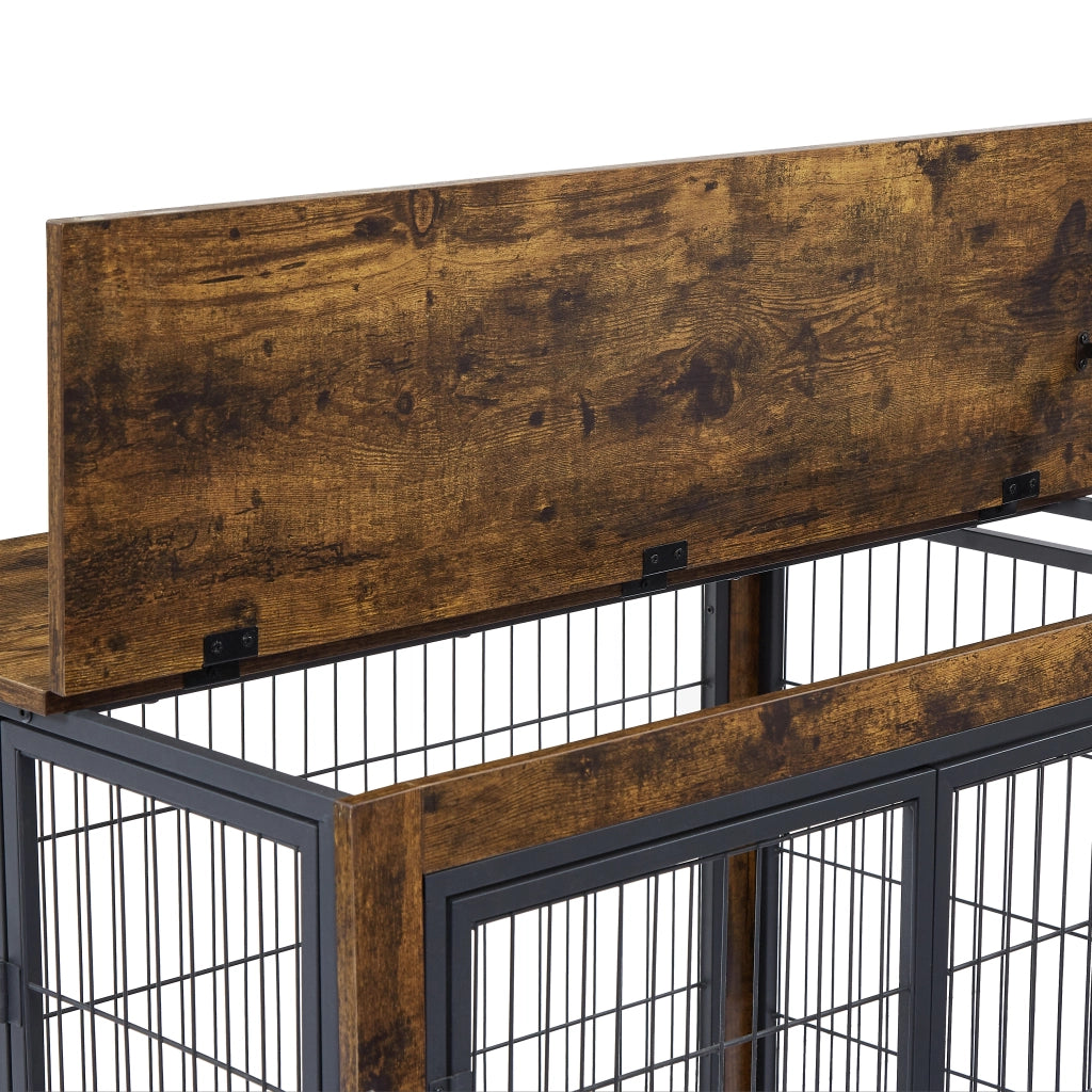 CUCCIA per interni 80x56x69,5 cm Nero/Marrone in pannello di legno e acciaio