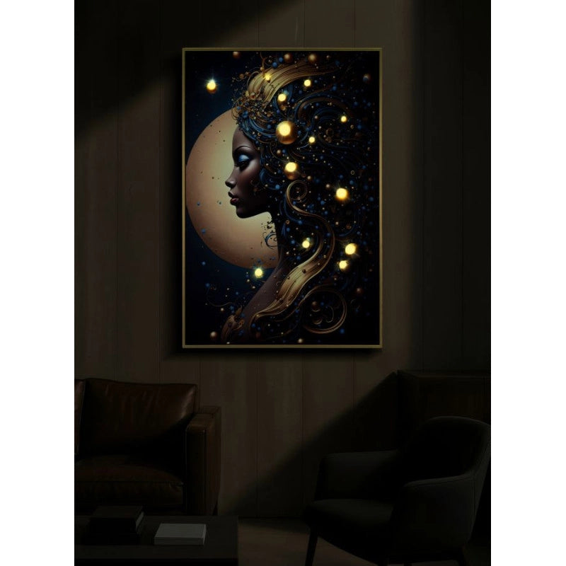 Stampa Con Led Su Tela Laccata Con Cornice Minerva -b- cm 60x3,5x90
