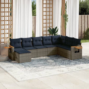 Set Divano da Giardino 8 pz con Cuscini Grigio in Polyrattan