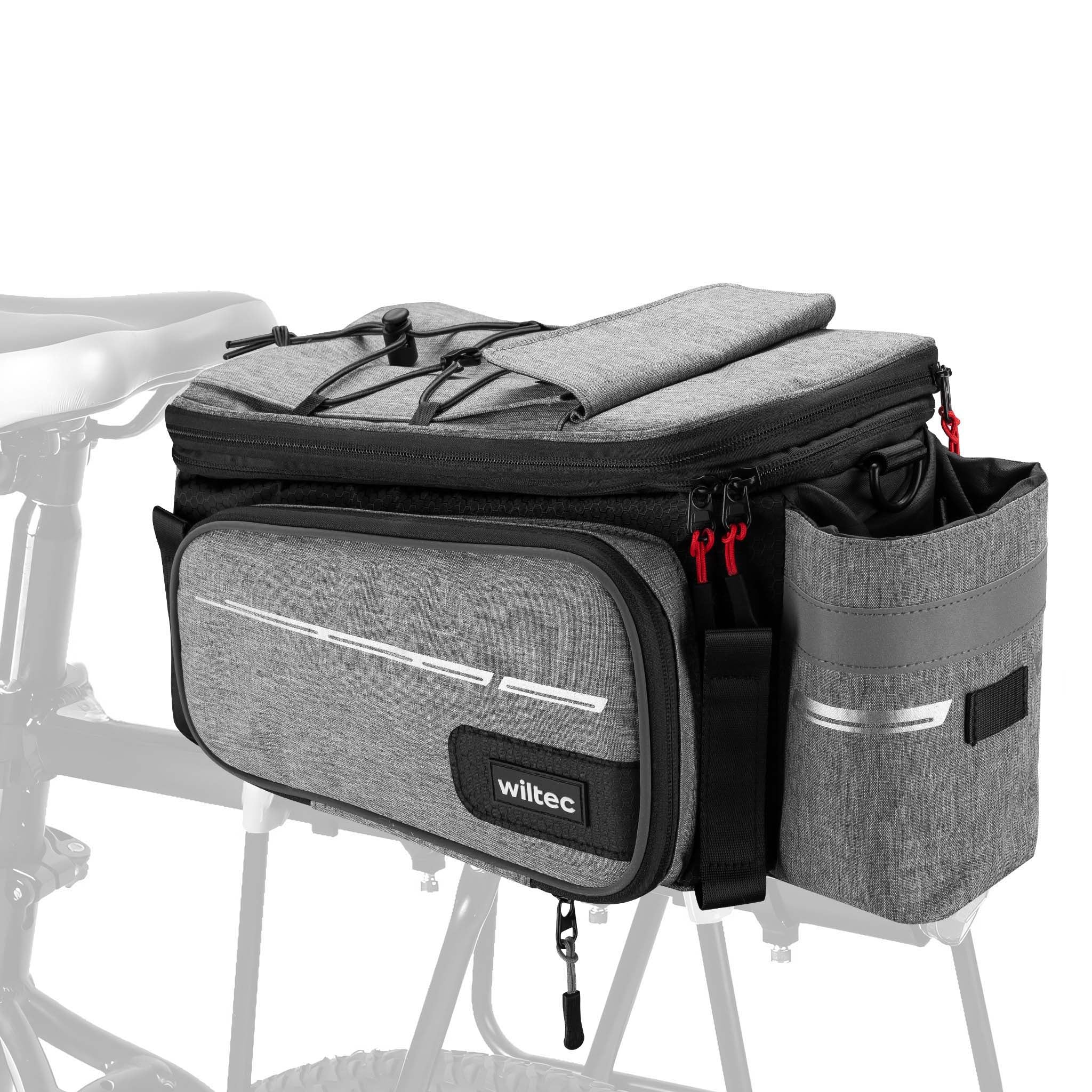 Borsa per portapacchi posteriore bici espandibile fino a 20 L nera, impermeabile e multiuso, scomparto laptop ed elementi riflettenti