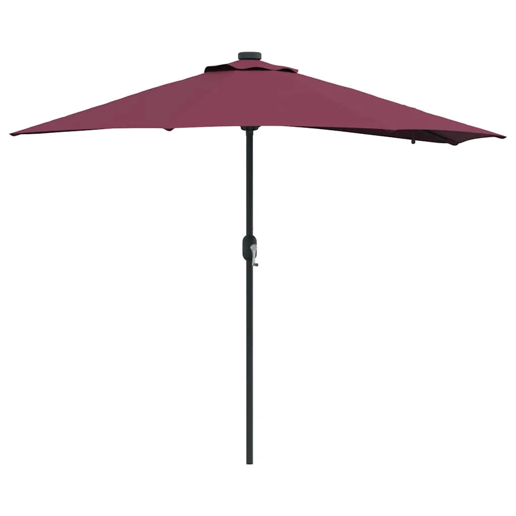 Moderno ombrellone da giardino pieghevole con illuminazione a LED 294 x 150 x 223 cm poliestere bordeaux 02_0058662