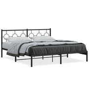 Letto matrimoniale | Letto per adulti | Giroletto con Testiera in Metallo Nero 183x213 cm