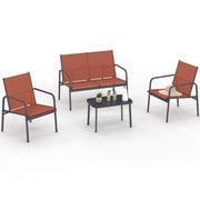 IDMarket - Set di mobili da giardino TOLEDE basso a 4 posti con divano, poltrone e tavolo in terracotta