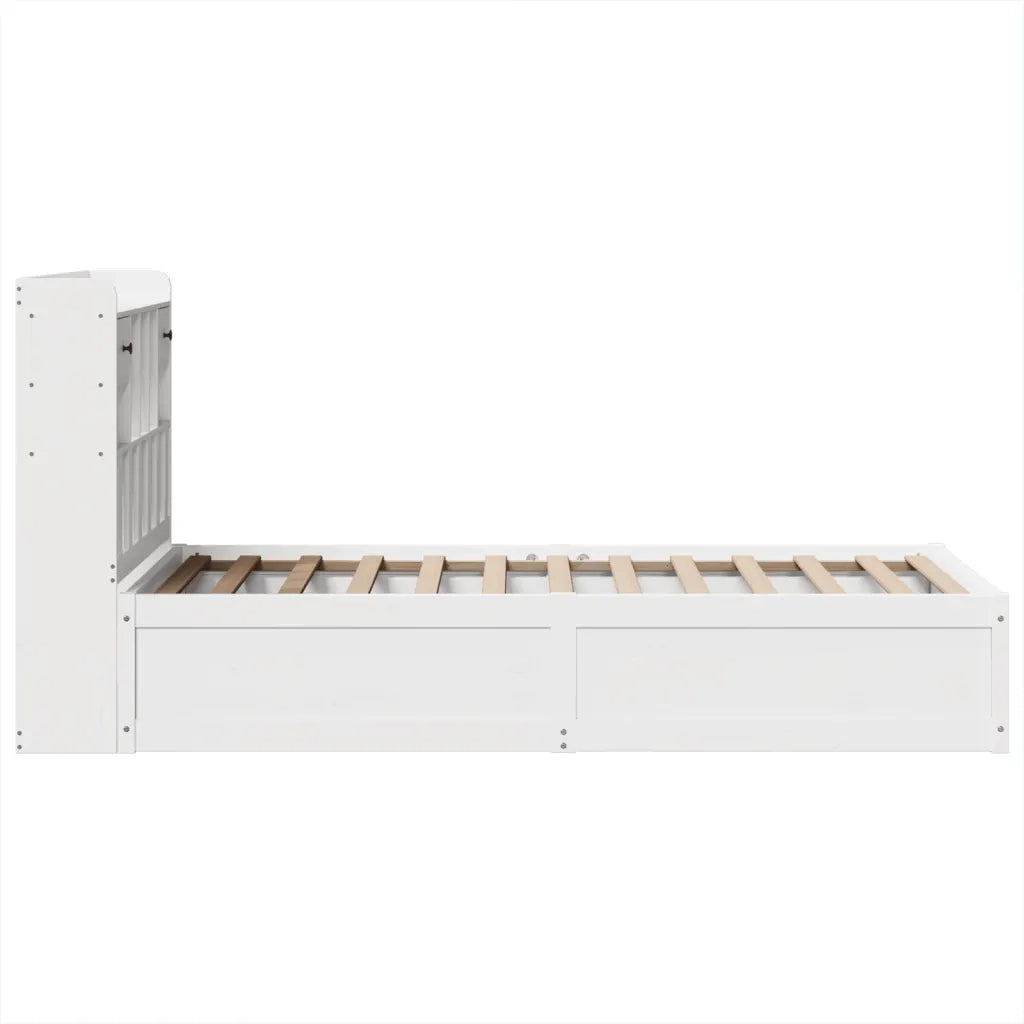 Letto senza Materasso-Struttura Letto Bianco 90x190 cm in Legno Massello Pino 153128