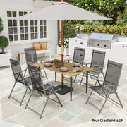 TAVOLO DA GIARDINO 150x90 cm Marrone in Metallo con foro ombrellone