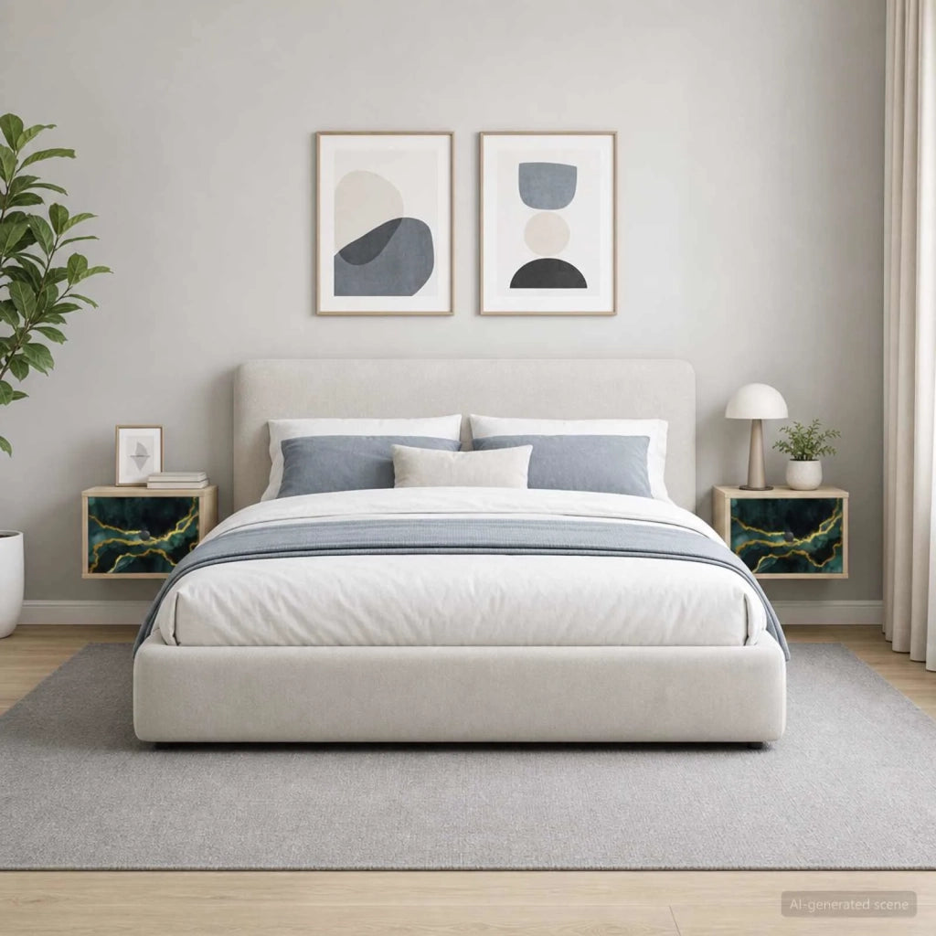 Mobiletto da comodino a parete WIJHE 2 pz Rovere Sonoma 8007450