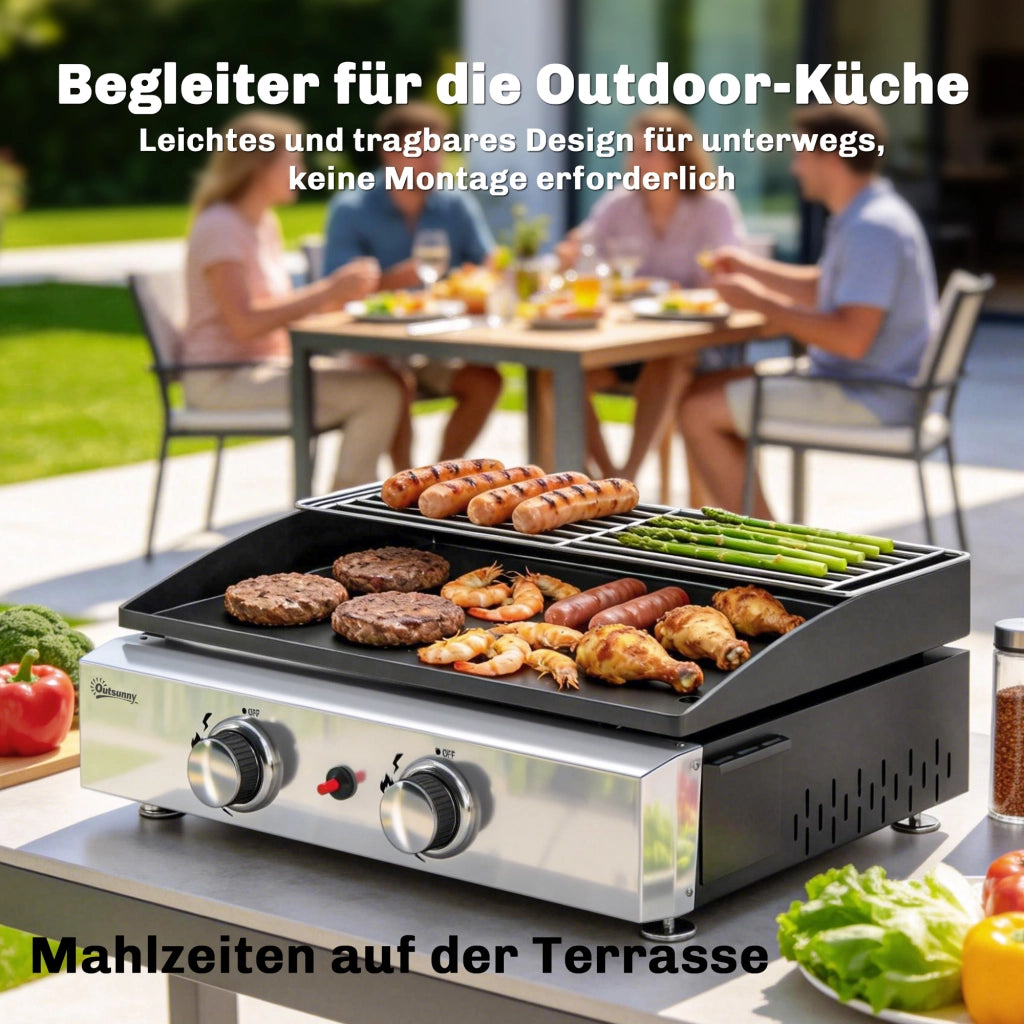 Barbecue a gas portatile 2 fuochi 5 KW ¨C zephmum ¨C grigio