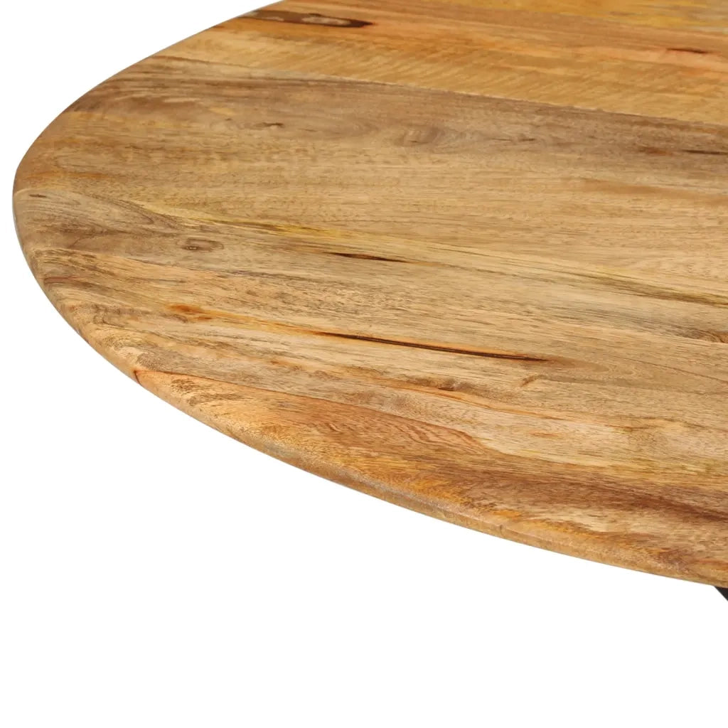 Tavolo da Pranzo Ø110x78cm in Legno Massello di Mango e Acciaio 338454
