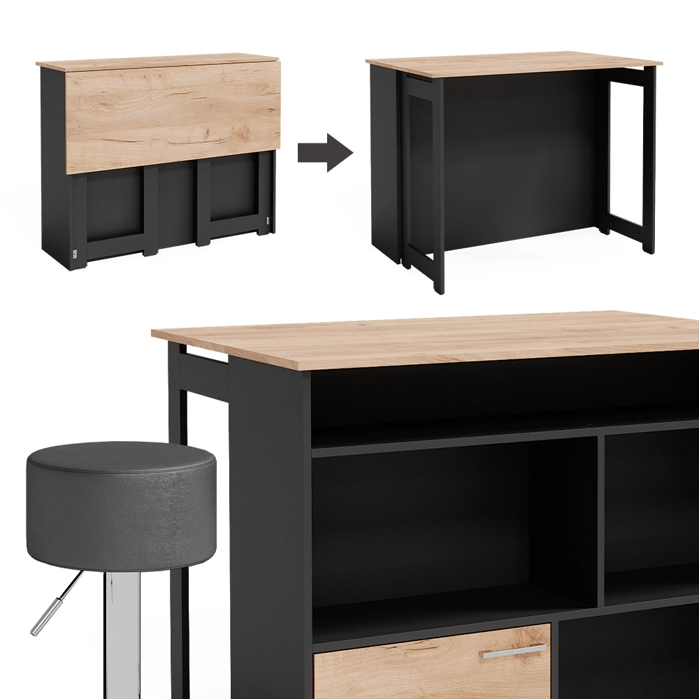 Vicco Set di tavoli da bar Quercia dorata/antracite 116 x 37 cm con 2 sgabelli da bar