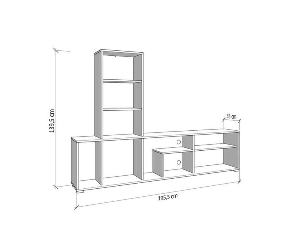 Mobile Soggiorno Montiano, Parete Attrezzata Modulabile, 195.5x33x139.5h cm Marrone Rovere Nodi