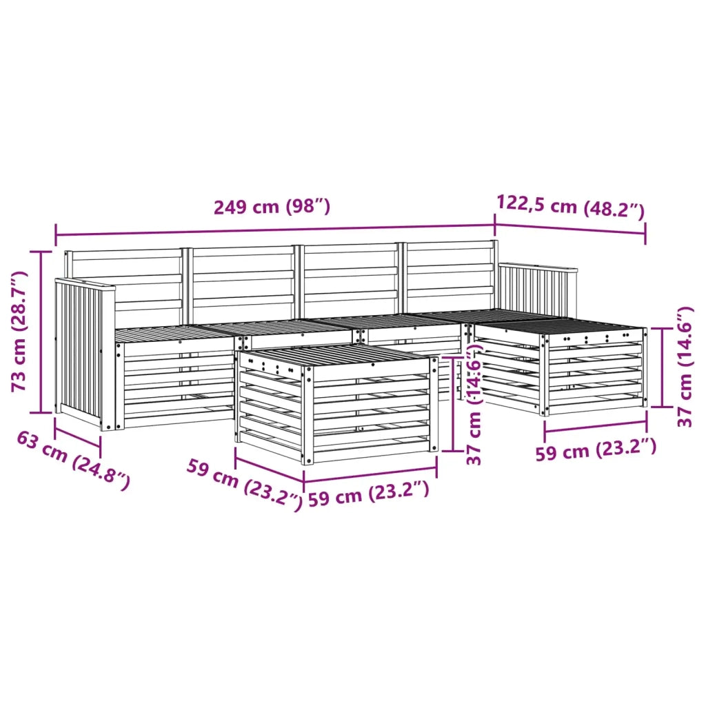 Set divani 6 pcs Naturale Legno di Acacia Massello 3374684