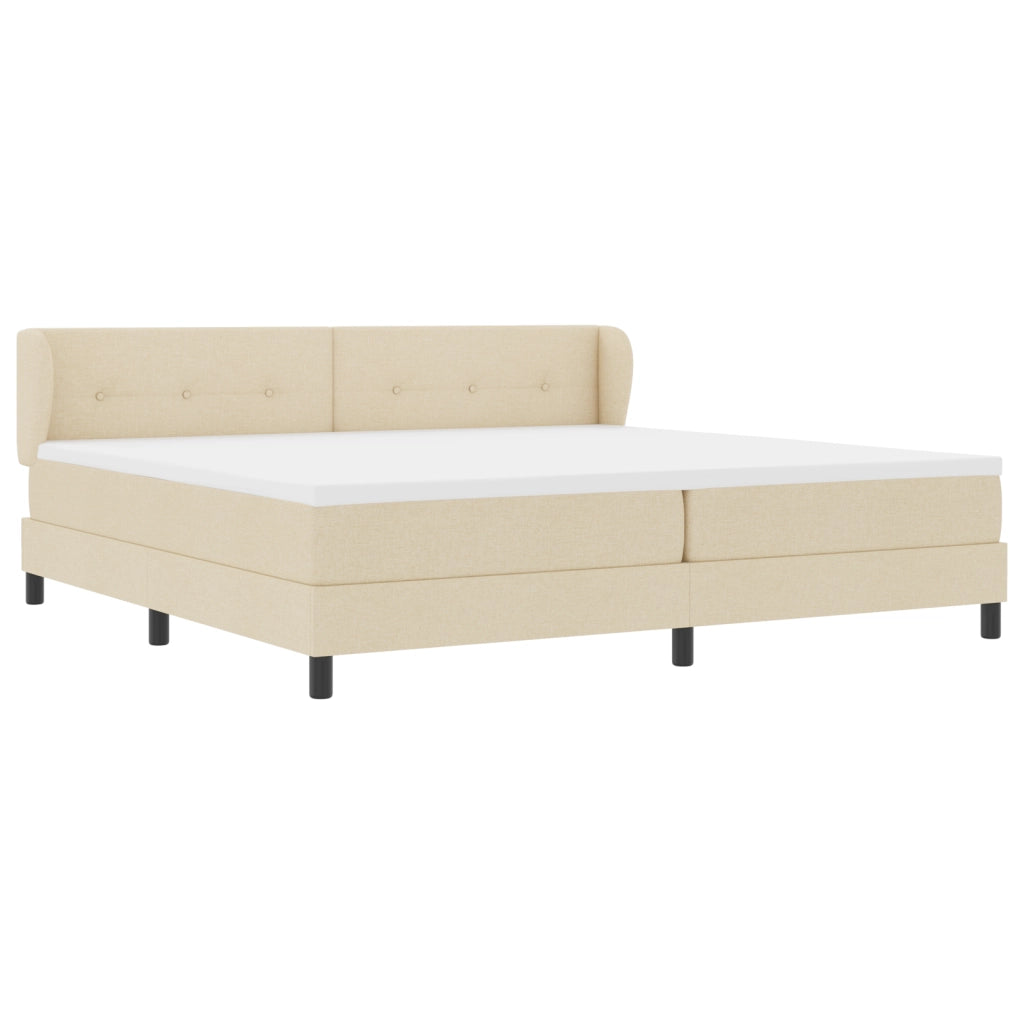 Letto Box Spring con Materasso Crema 200x200 cm Tessuto