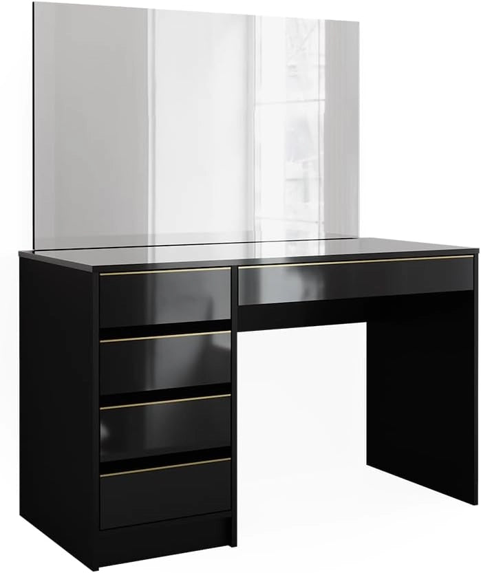 Vicco Tavolo da toilette Sherry, Nero/oro, 120 cm con specchio, con specchio rettangolare per l’uso quotidiano