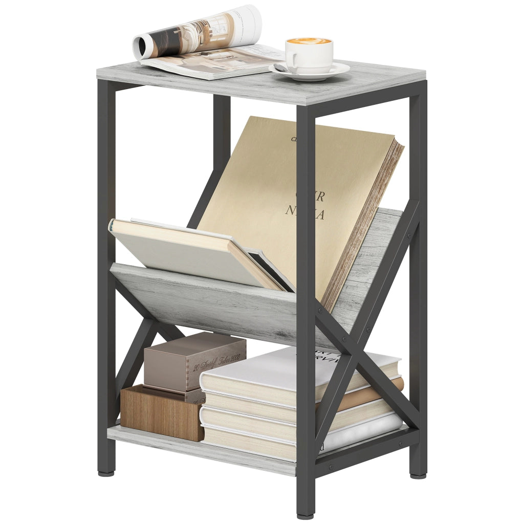 Tavolino da salotto con ripiani ¨C zephmum ¨C grigio scuro 40x30x61 cm