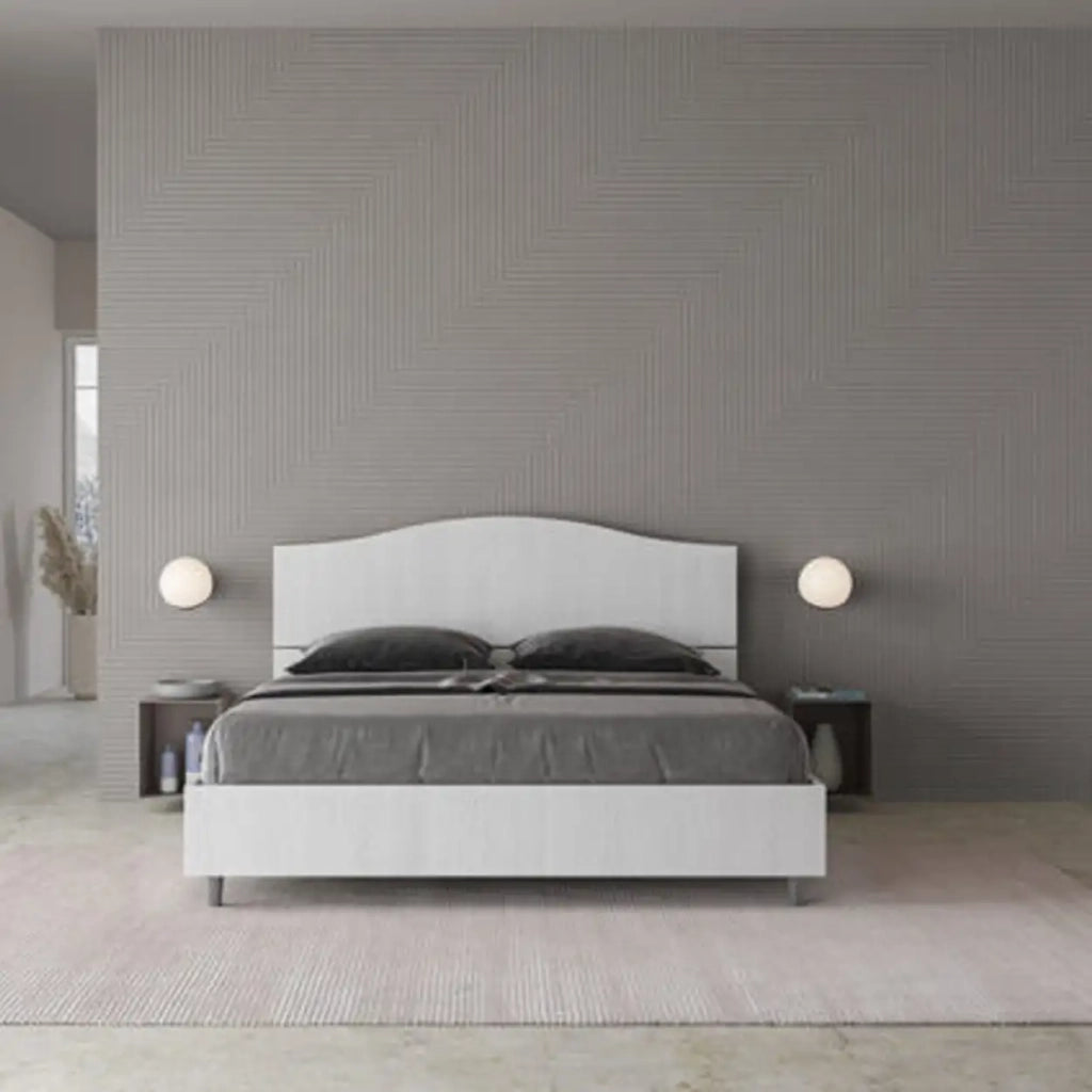 Letto matrimoniale con rete 160x200 bianco frassino Dores