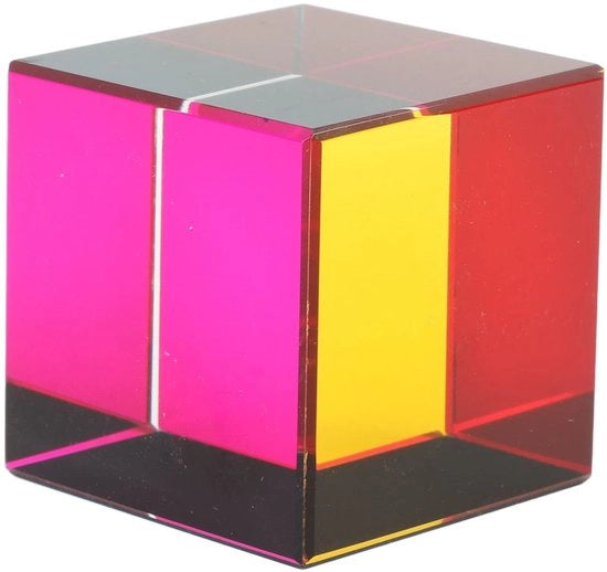 Prisma Ottico a Cubo - Vetro Colorato - Decorazione 6 Facce - Leggero - Incluso Panno di Pulizia - Eccellente Chiarezza - Disperdente della Luce
