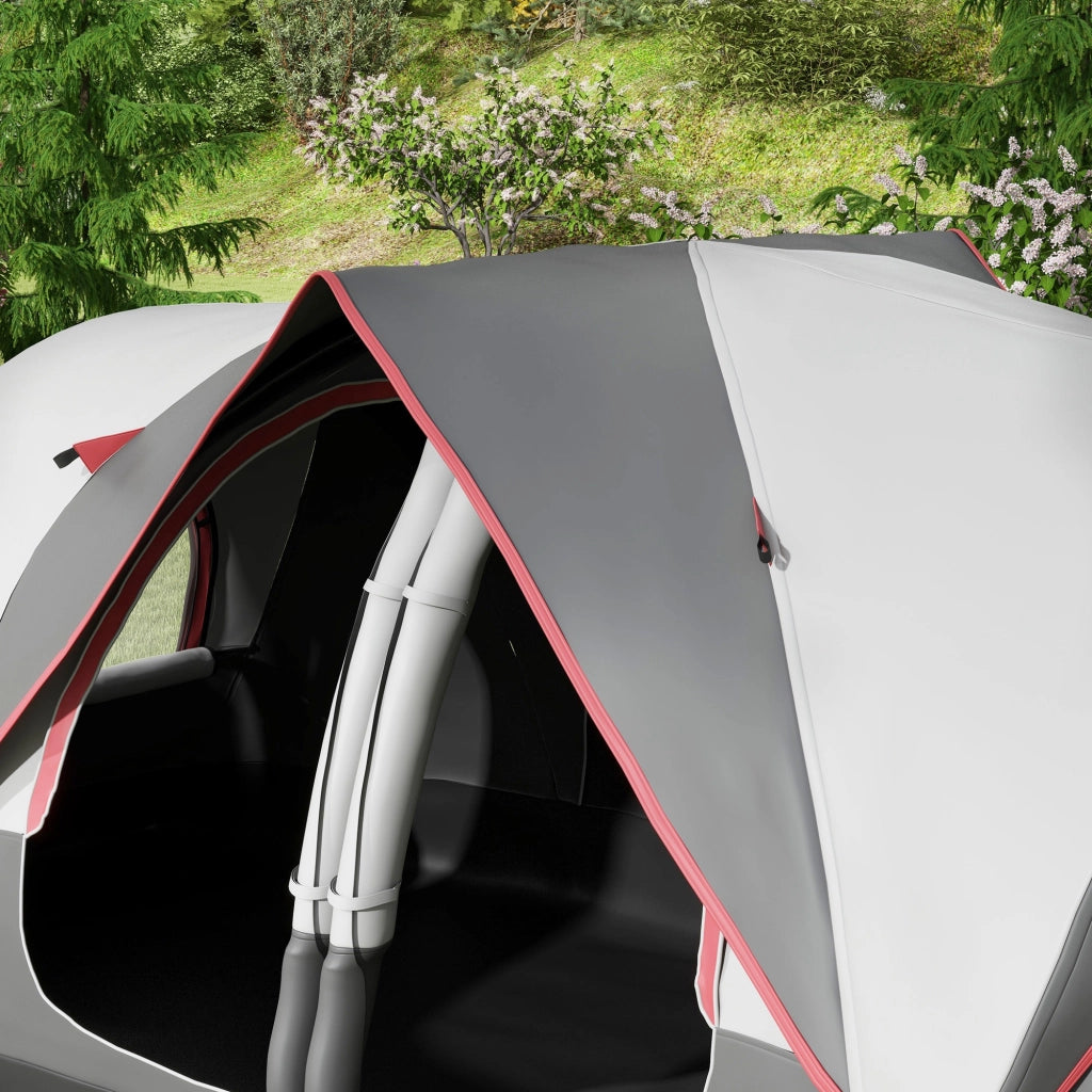 Tenda da Campeggio 450x215x180 cm 6 Posti con 2 Stanze Separate Grigio