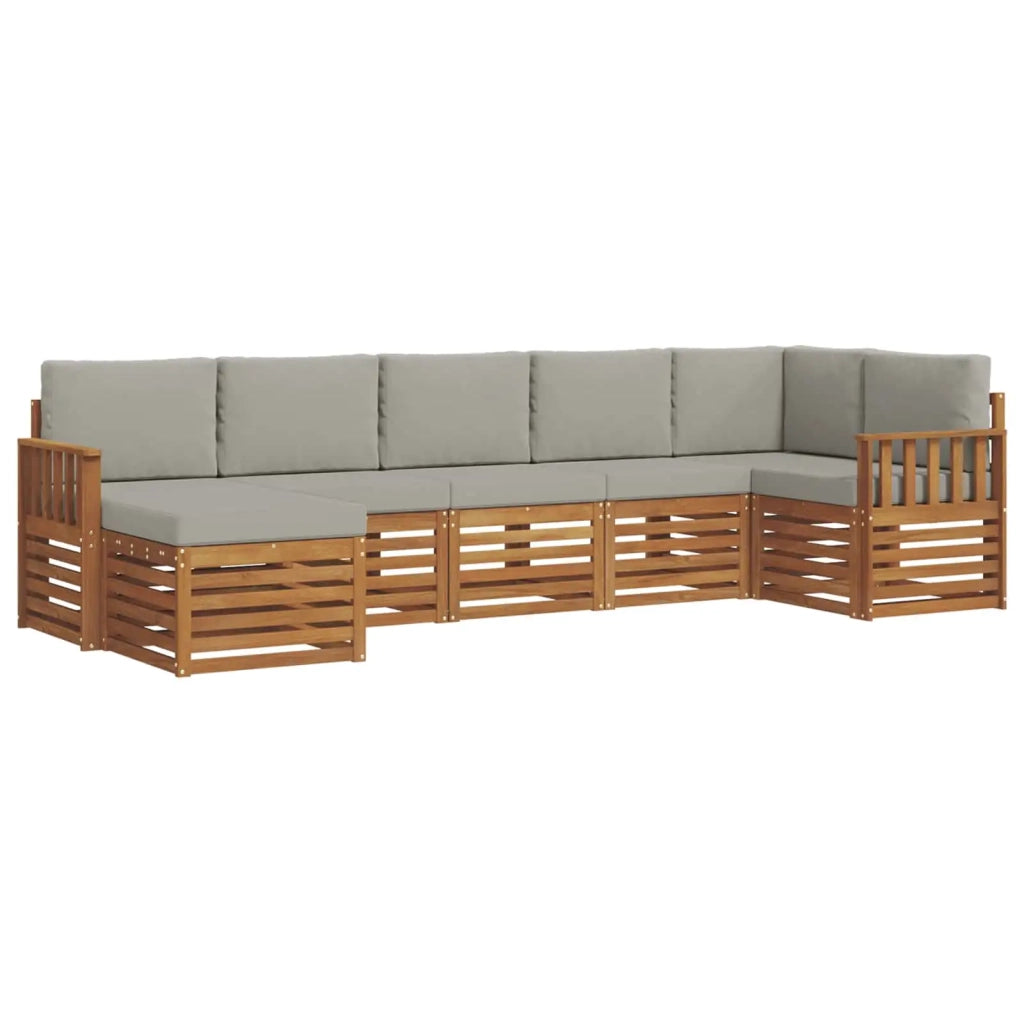 Set divano sezionale con cuscino 7 pcs Grigio Naturale e Chiaro