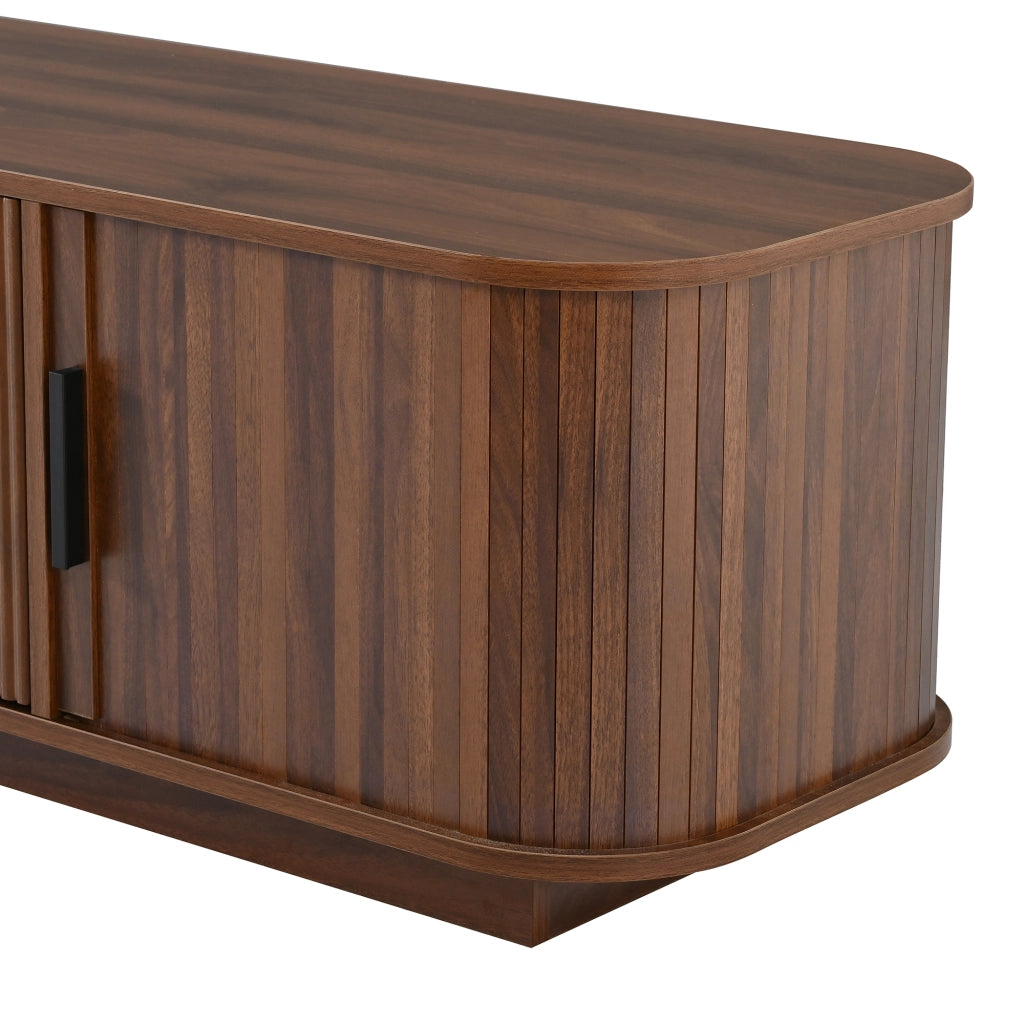 Mobile porta TV con LED, 2 cassetti e 2 ante scorrevoli, per soggiorno, in MDF e truciolare, noce, 180 × 40 × 40 cm