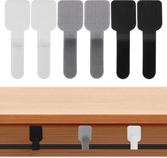Cavi elettrici - Cinture per cavi - Gestione cavi - Riciclabile - Nero, Bianco, Grigio - Autoadesivo - Per uso domestico e ufficio - 120 pezzi