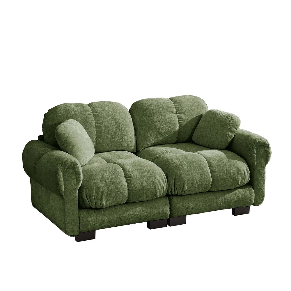 Divano 2 posti in tessuto trapuntato ¨C Minimal ¨C verde, con cuscini imbottiti
