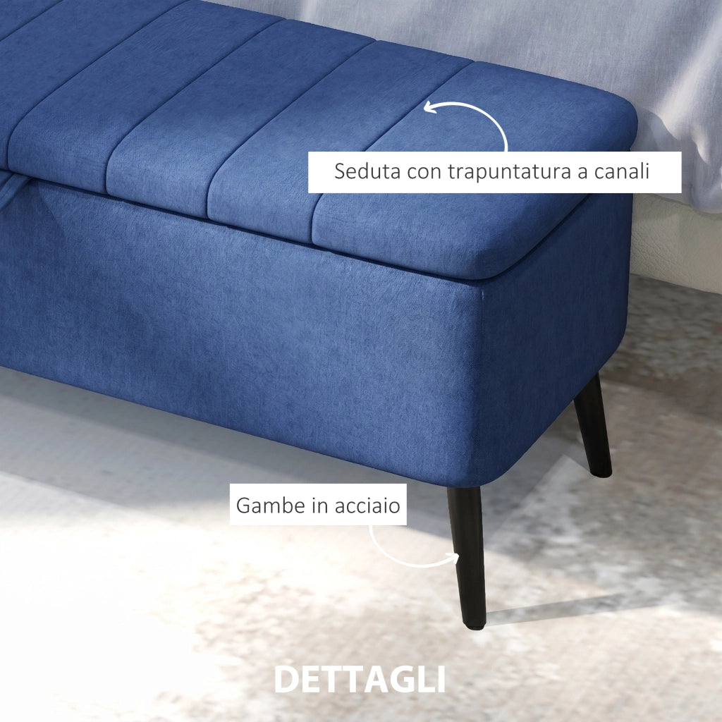 Panca Pouf Contenitore Imbottito ¨C zephmum ¨C Blu Scuro 102x40x44 cm