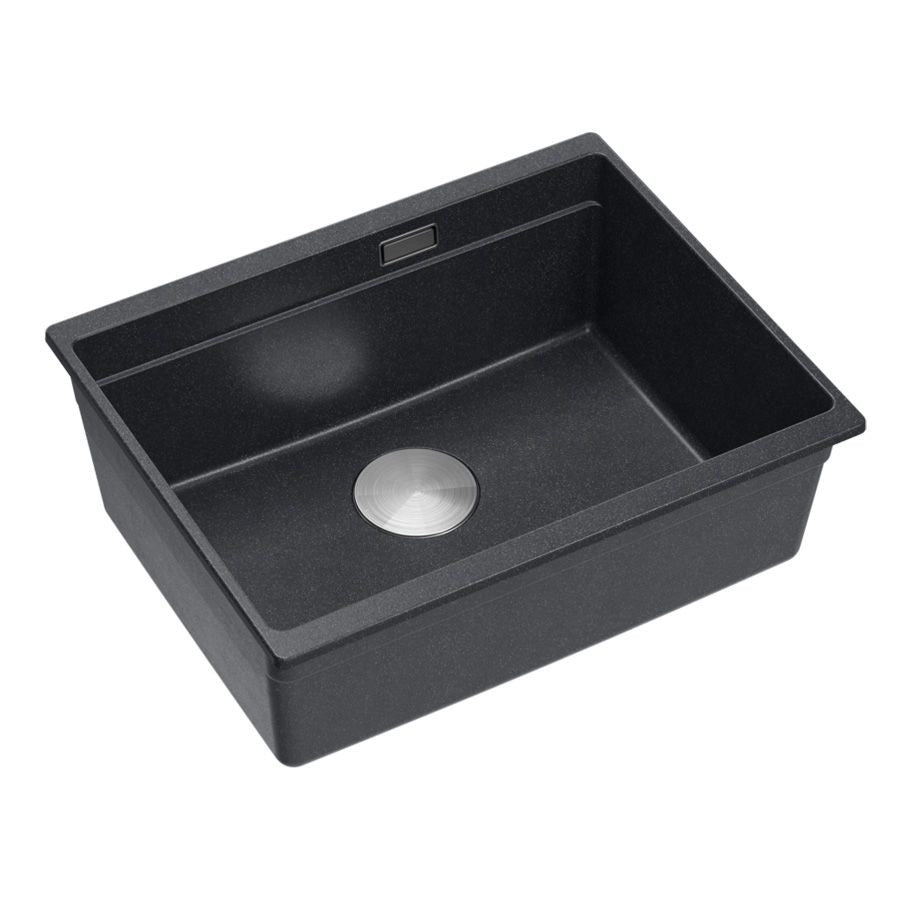Lavello In Granito Logan 100 Black Metallic Tappo acciaio