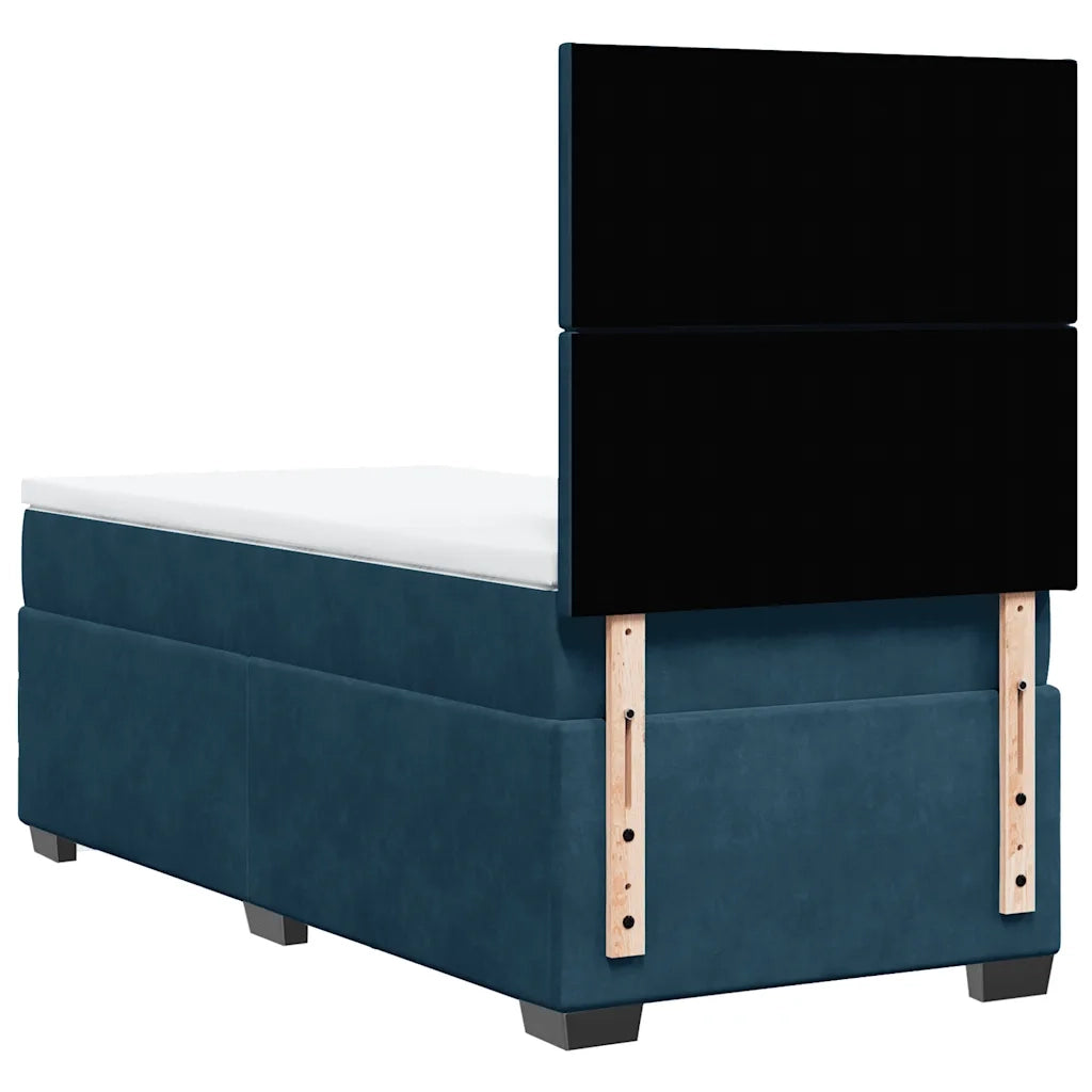 Giroletto a Molle con Materasso Blu 90x200 cm in Velluto
