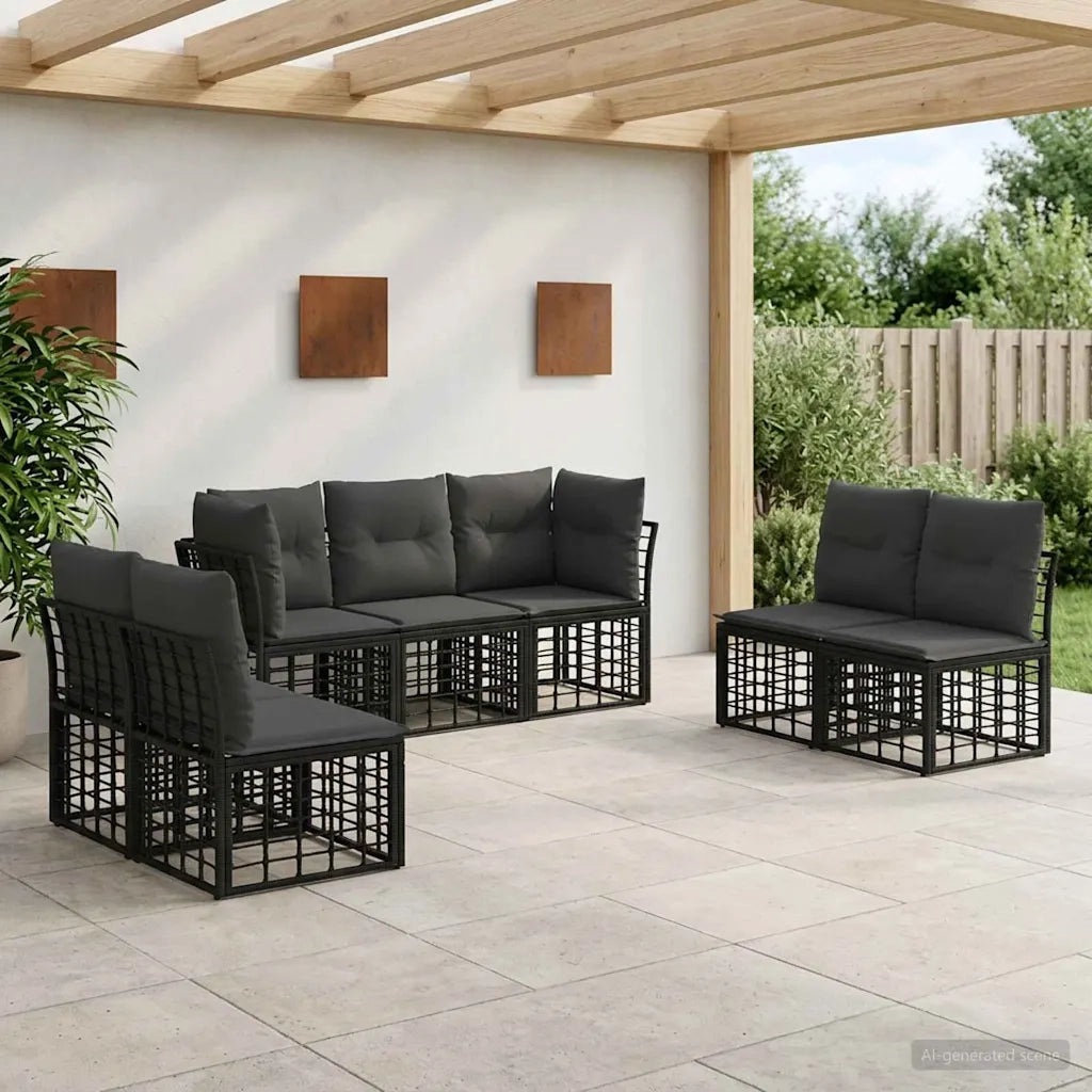 Set di divani da esterno Nero Poliestere
