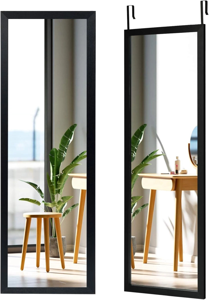 Specchio sulla Porta o sul Muro, Specchio a Figura Intera, Specchio Montato al Muro per Camera da Letto Salone Spogliatoio,120 x 37 cm (Nero)