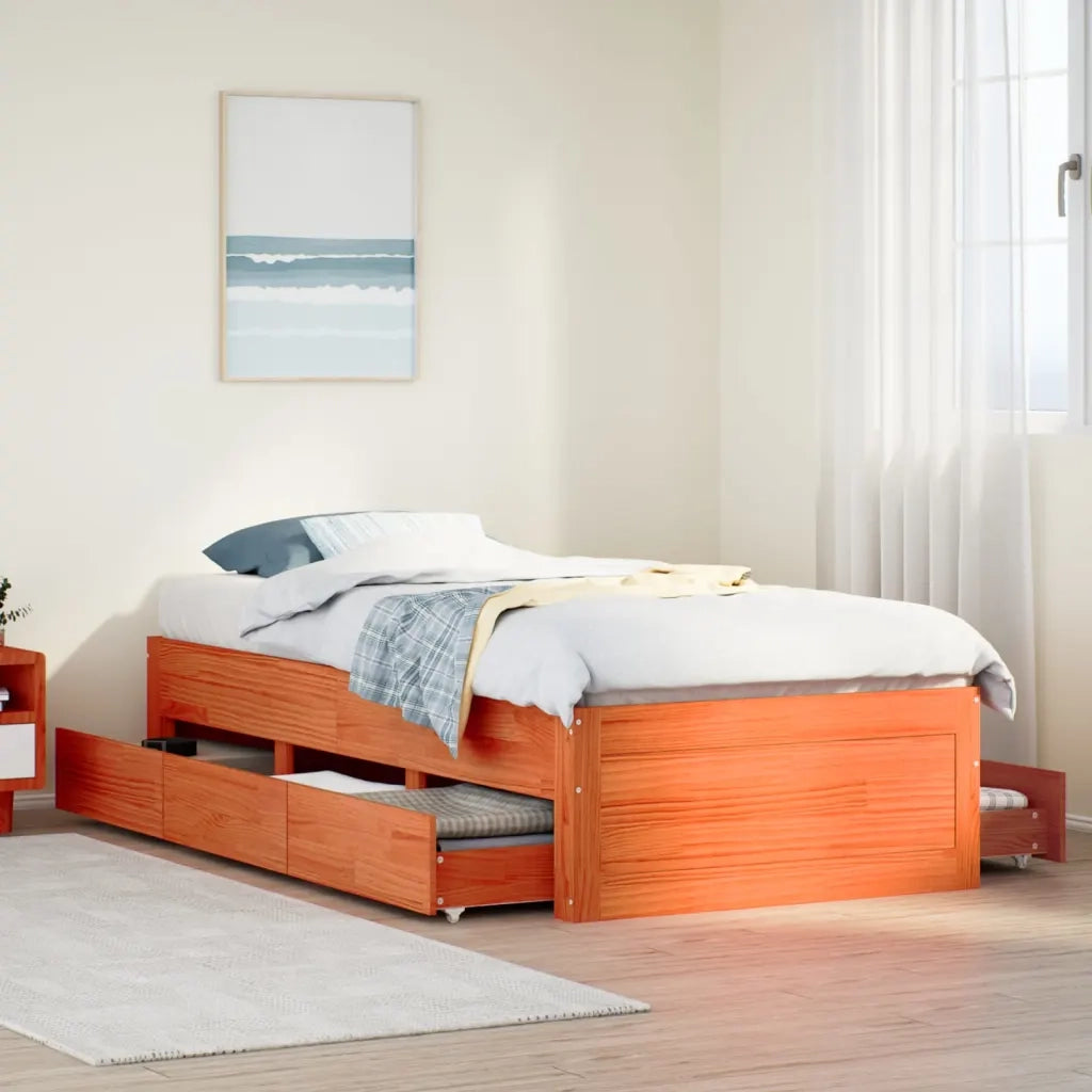 Giroletto senza Materasso con Cassetti Marrone Cera 90x200 cm 3308815