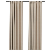 Tende Oscuranti | Tende Blackout con Ganci Effetto Lino 2 pz Beige 140x245 cm